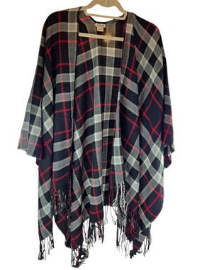 Just Jamie | Plaid, Fringed Shawl | Size OS